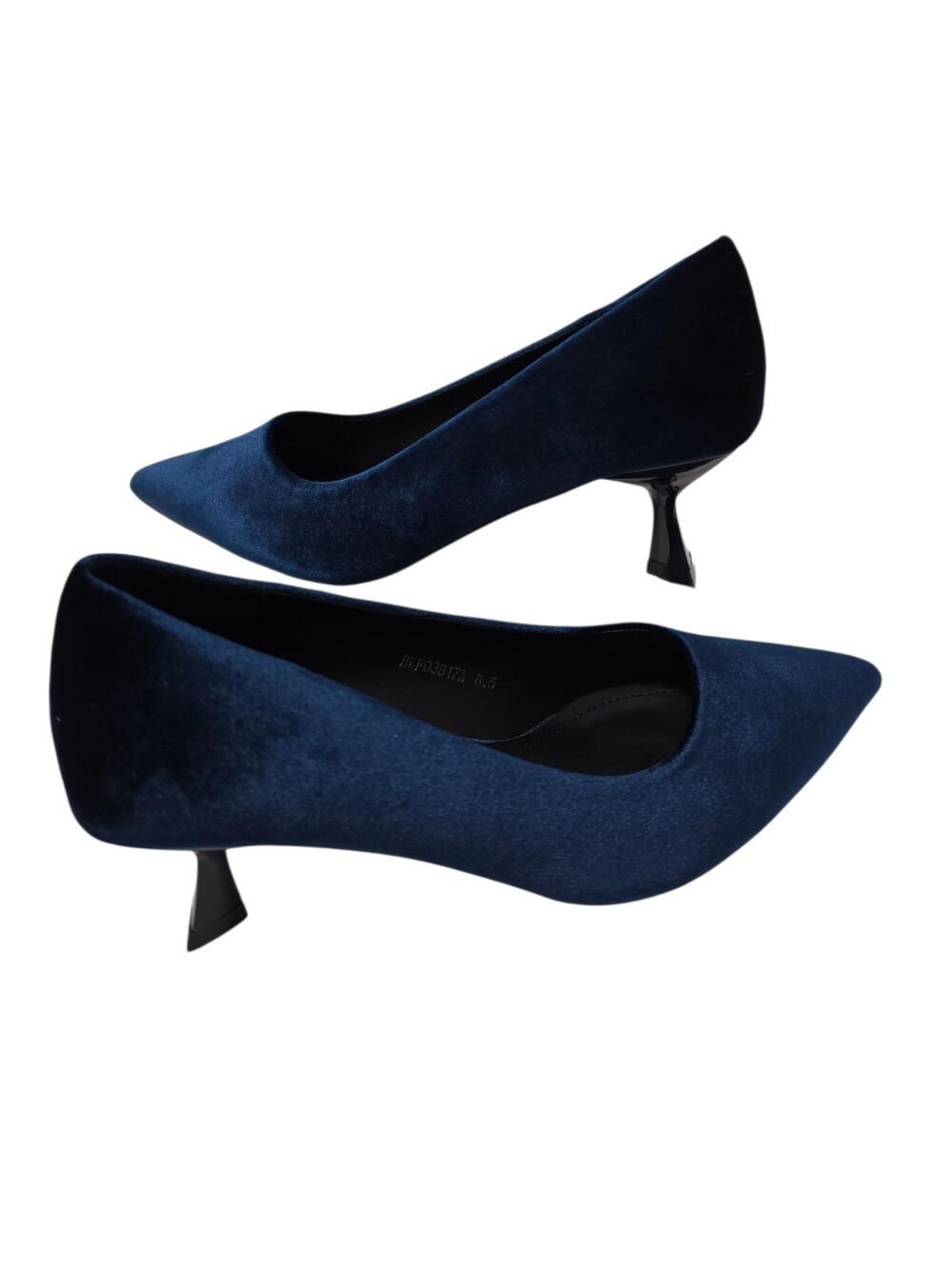 Newbella Pointed Toe Kitten Heels Corporate Chic Velvet Blue Dress Pumps Sz 8.5